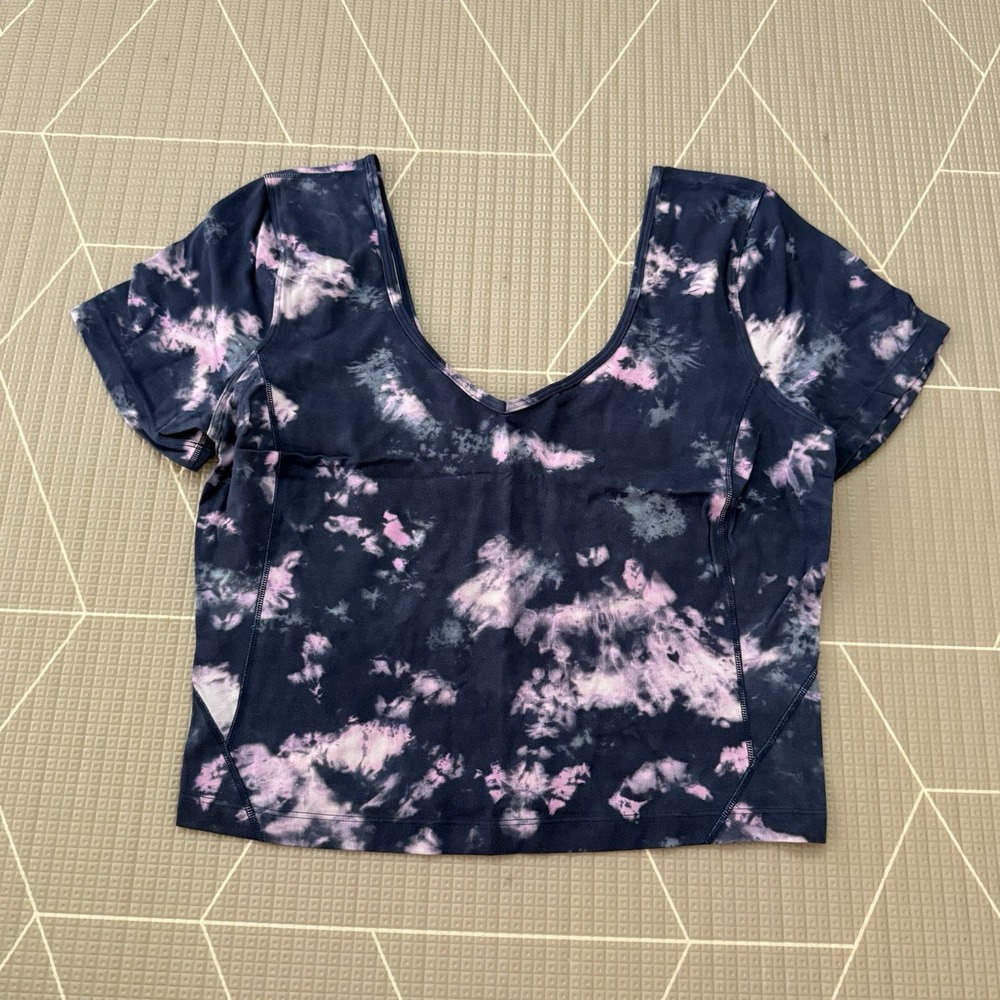 Lululemon Align T-Shirt‎ Size 10/M Circulate Tie Dye Mineral Blue Multi